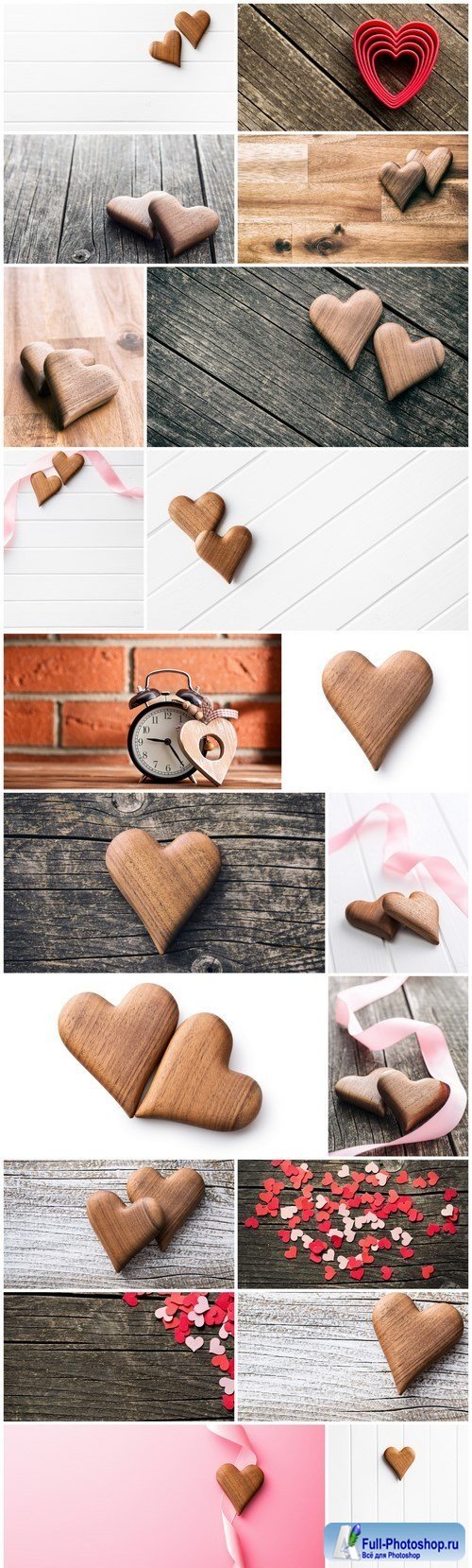Wooden Heart & Love - Happy Valentines Day - Set of 20xUHQ JPEG Professional Stock Images