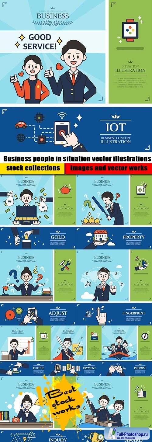 Business people in situation vector illustrations