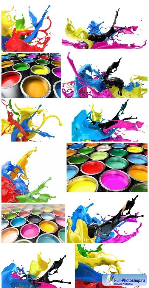Splashing colors - Set of 12xUHQ JPEG Professional Stock Images