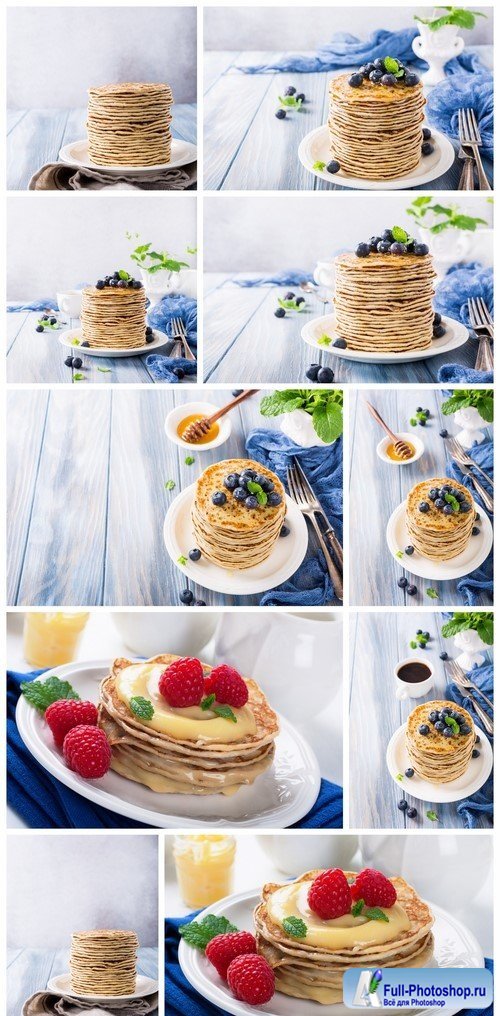 Delicious pancakes with fresh blueberries 10X JPEG