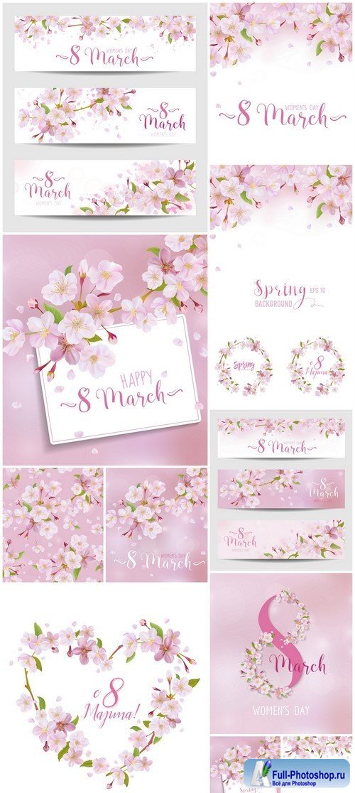 8 March - Women's Day Greeting Card Template in vector 13X EPS