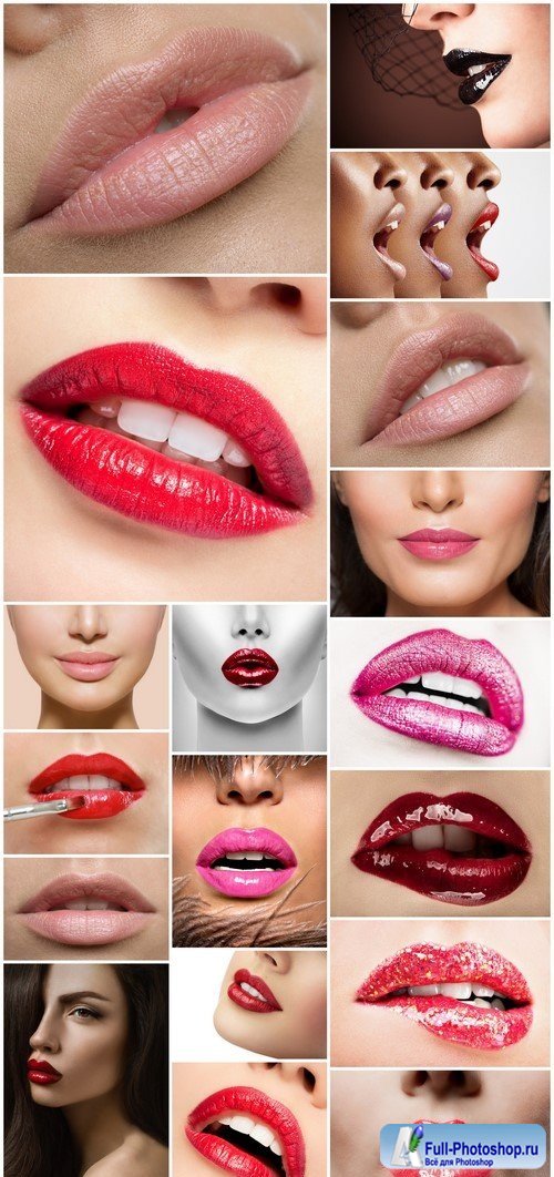 Closeup Beautiful female lips with lipstick 18X JPEG
