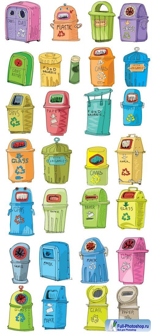 Litter bins for different waste 8X EPS