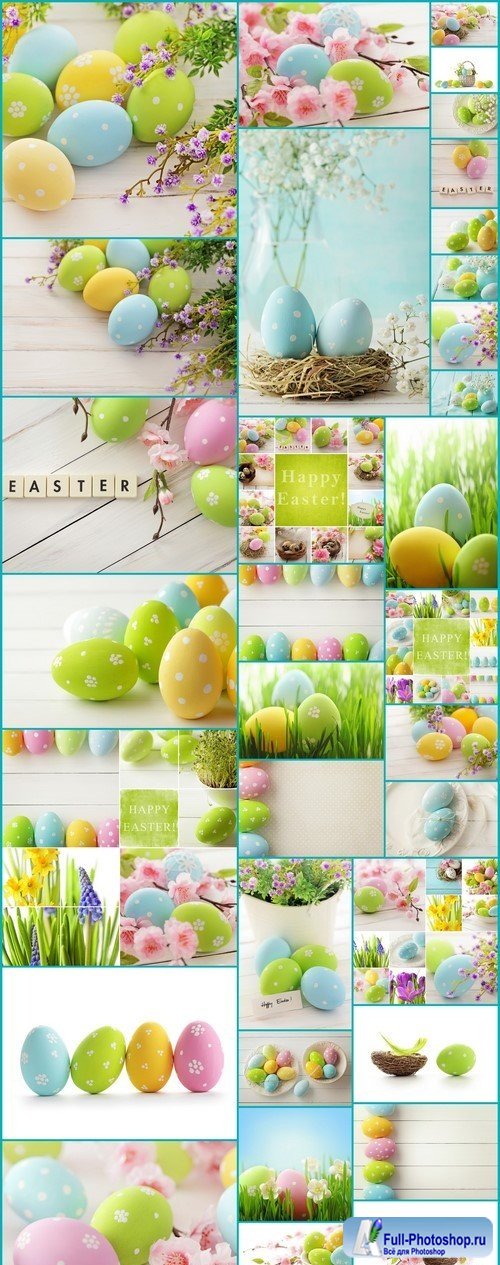 Easter collage, delicate coloring eggs 33X JPEG