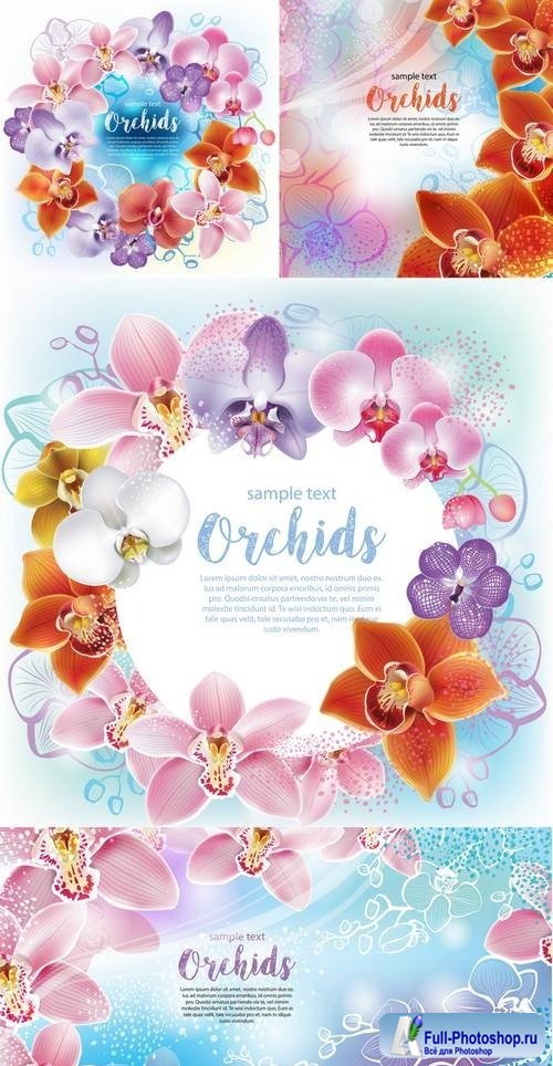 Greeting Card with Orchids Flowers