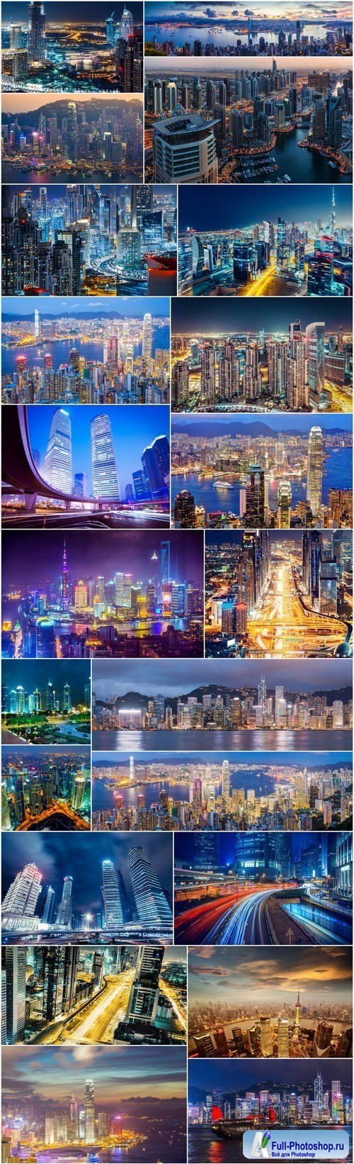 Beautiful night Shanghai, Hong Kong and Dubai 3 - Set of 24xUHQ JPEG Professional Stock Images