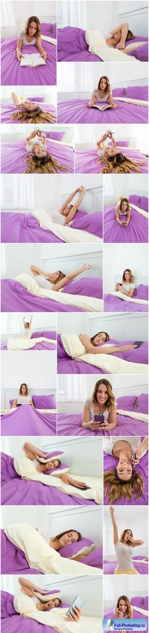 Beautiful young woman is sleeping in bed 2 - Set of 20xUHQ JPEG JPEG Professional Stock Images