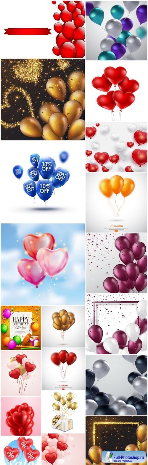 Bright Balloons Background - 20 Vector