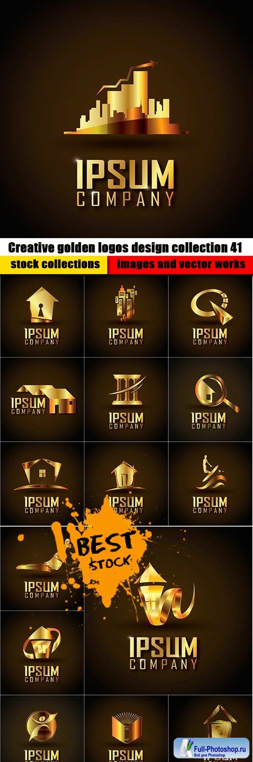 Creative golden logos design collection 41