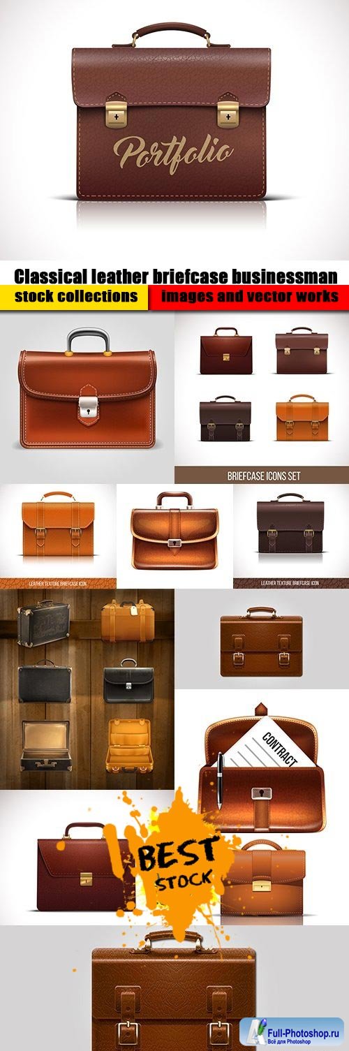 Classical leather briefcase businessman