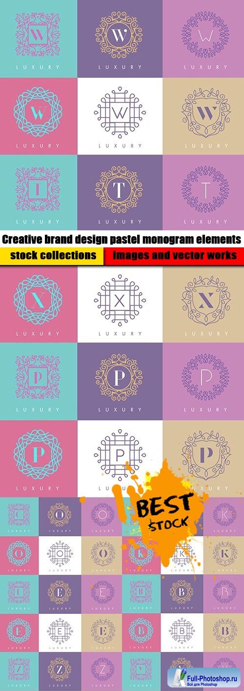 Creative brand design pastel monogram elements