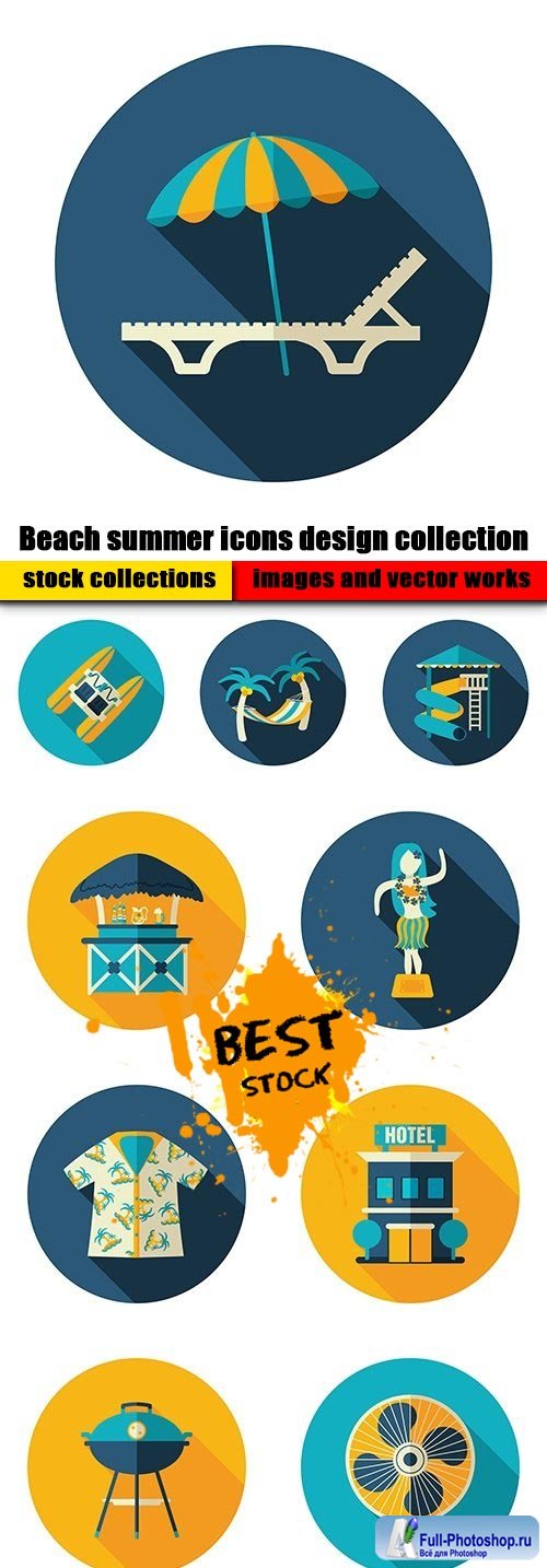 Beach summer icons design collection