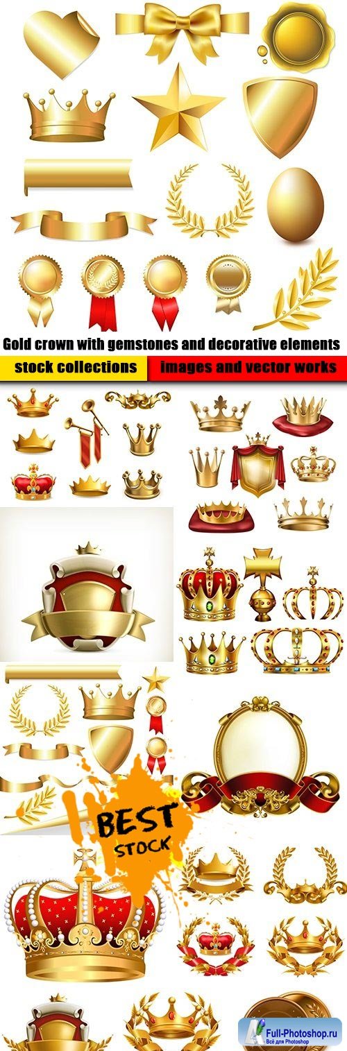 Gold crown with gemstones and decorative elements