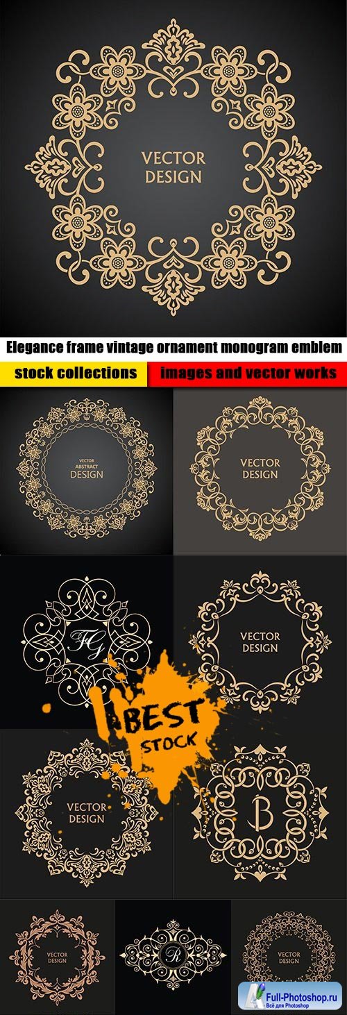 Elegance frame vintage ornament monogram emblem