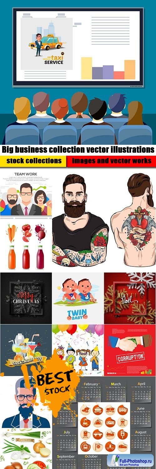 Big business collection vector illustrations