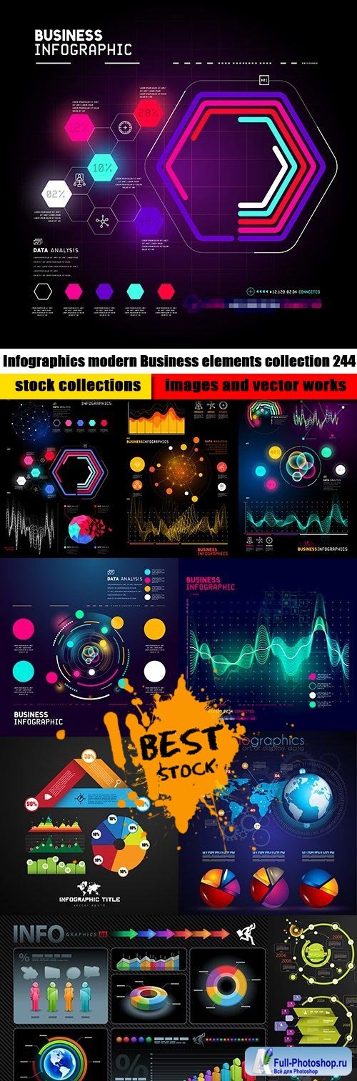 Infographics modern Business elements collection 244