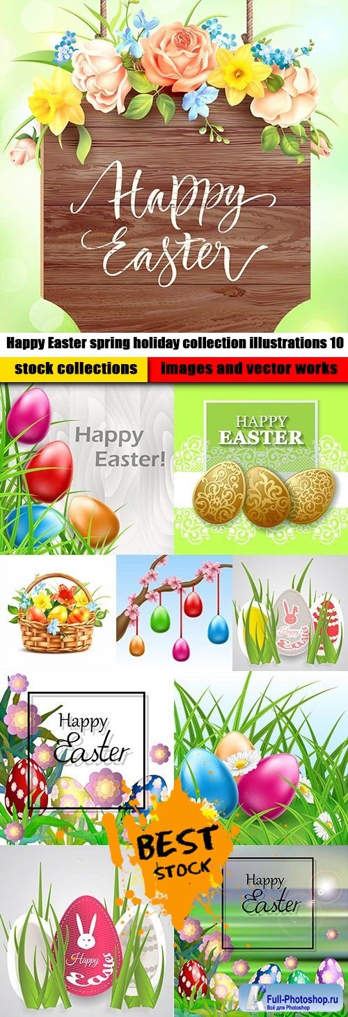Happy Easter spring holiday collection illustrations 10