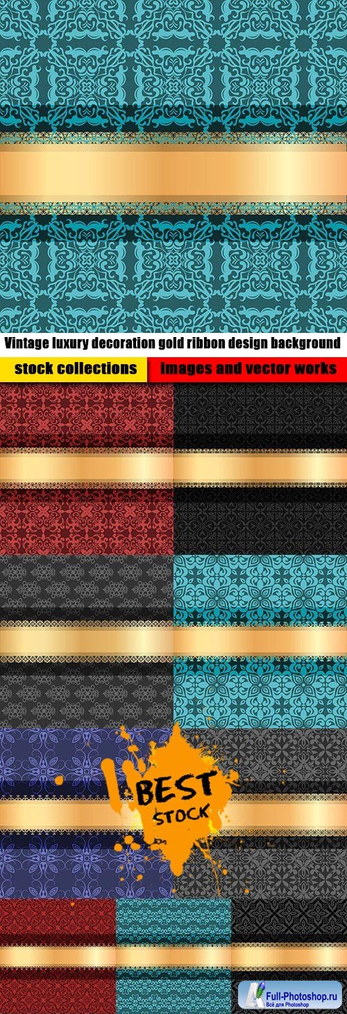 Vintage luxury decoration gold ribbon design background