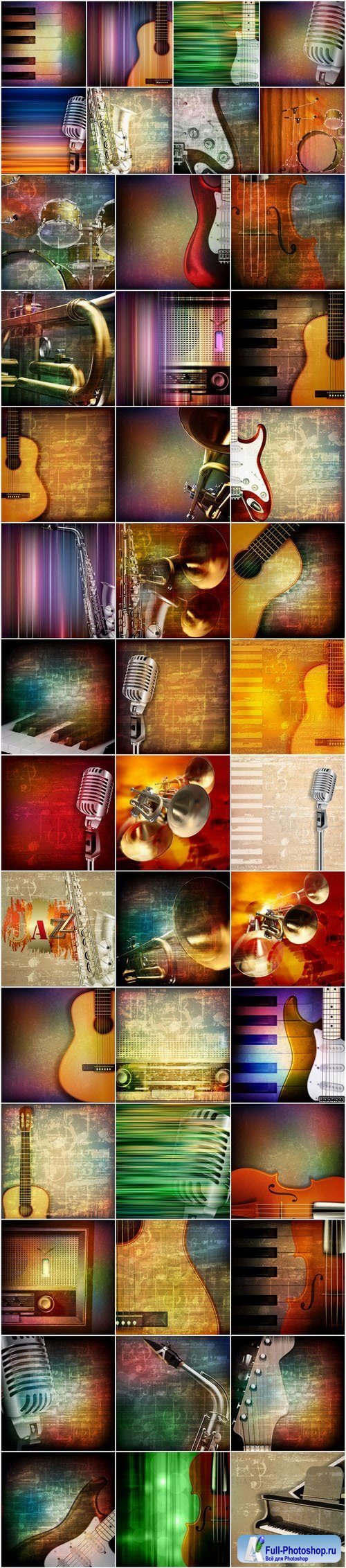 Musical instrument on abstract and grunge backgrounds - 50xEPS