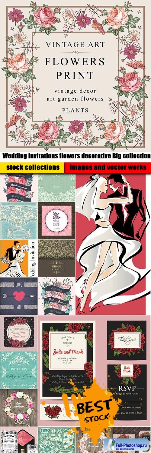Wedding invitations flowers decorative Big collection