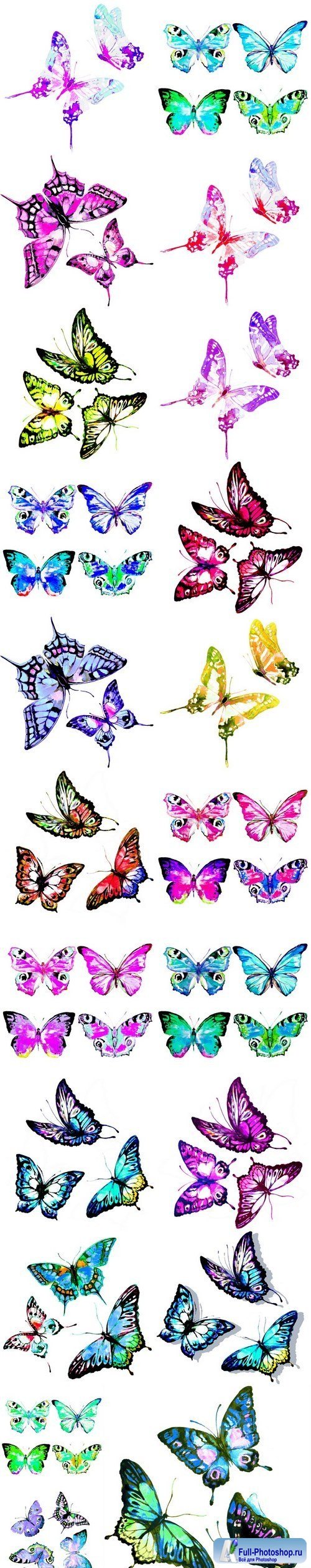 Beautiful watercolor butterflies - 21xUHQ JPEG