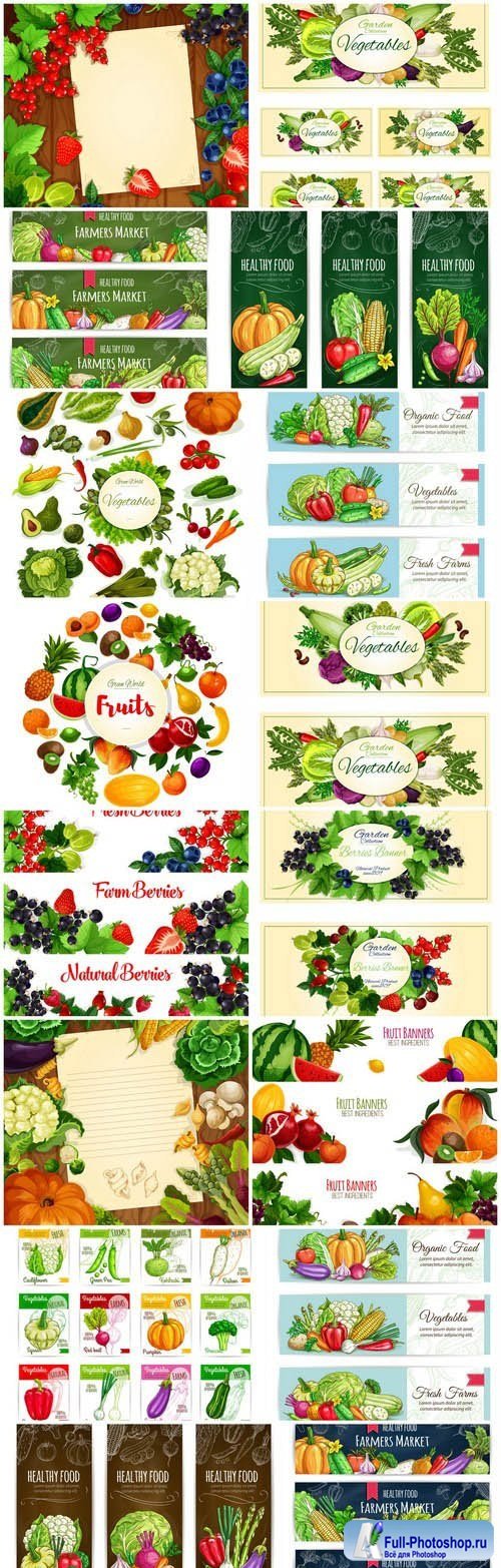 Vegetables And Fruits Background - 16 Vector