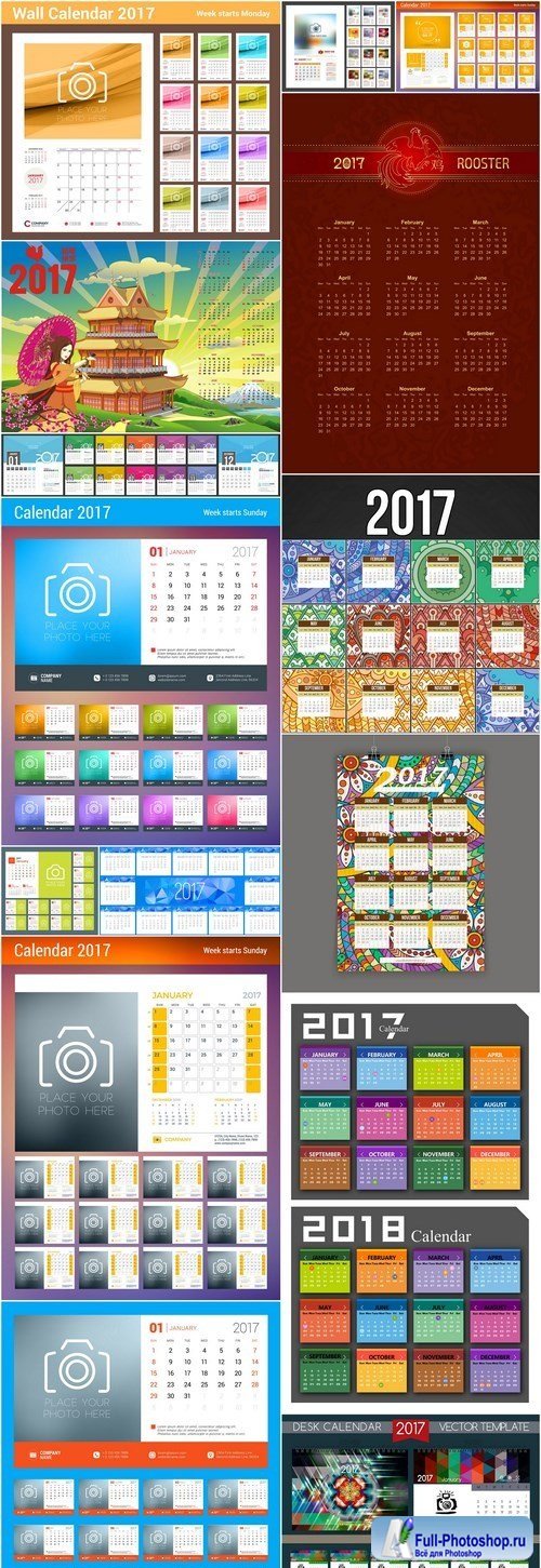 Calendar 2017 Template - 15 Vector