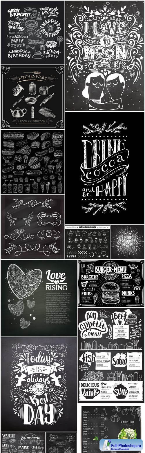 Chalkboard Calligraphic Page Decoration #6 - 15 Vector