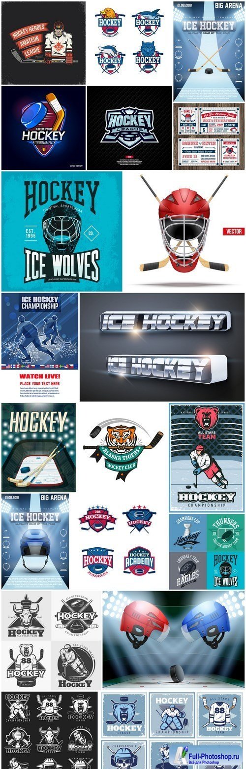 Ice Hockey Design Elements - 20 Vector