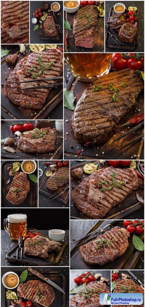 Beef Steak on Wooden Table 3 - 15xUHQ JPEG