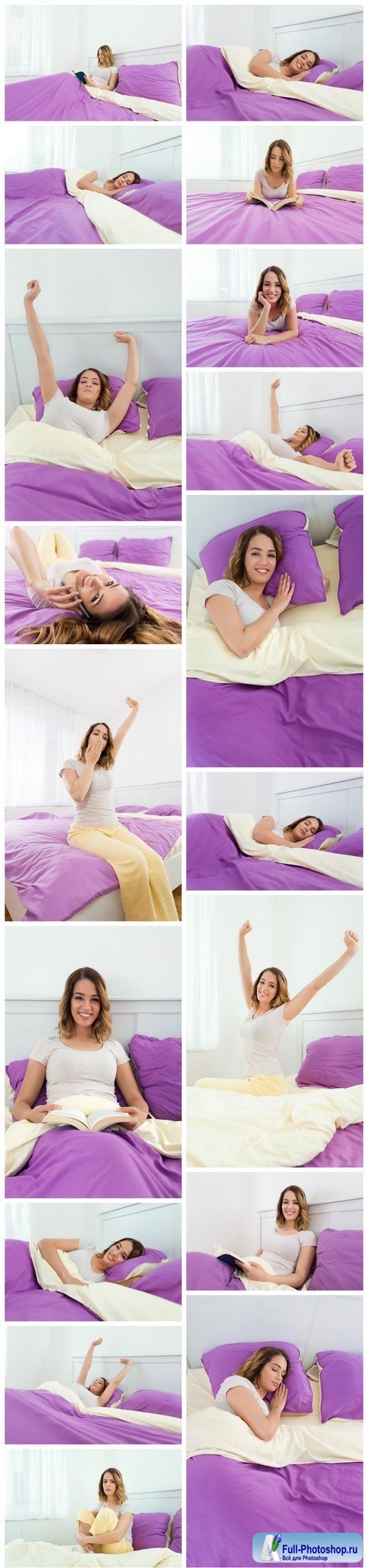Beautiful young woman is sleeping in bed - 20xUHQ JPEG