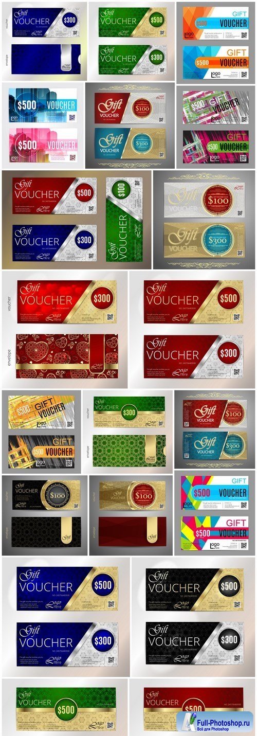 Collection of gift cards and vouchers 2 - 20xEPS Vector Stock