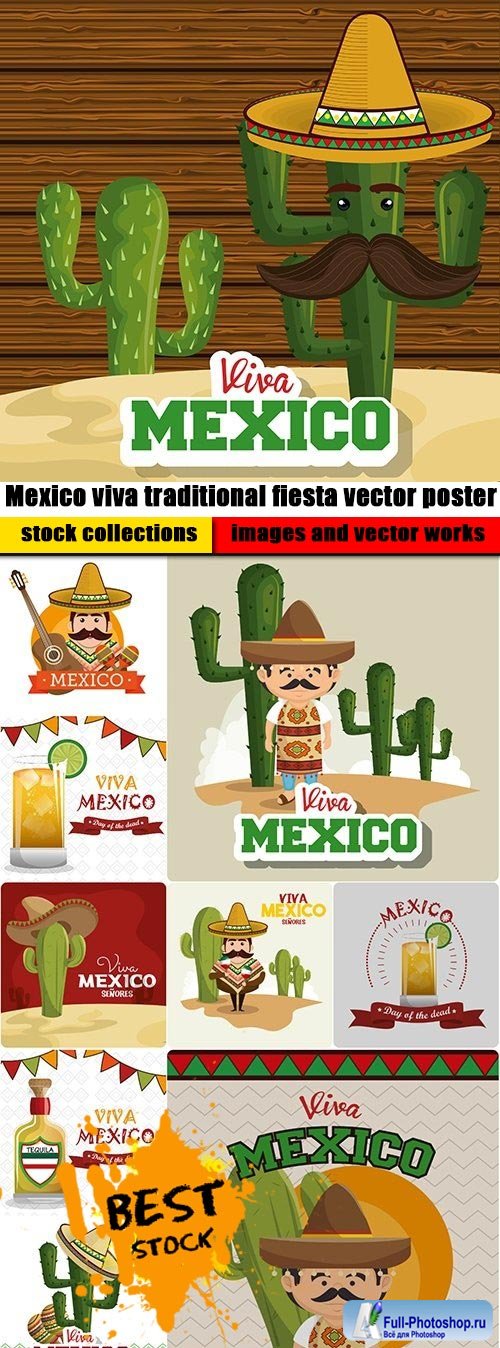 Mexico viva traditional fiesta vector poster