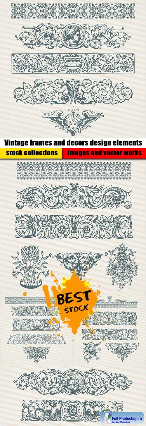 Vintage frames and decors design elements