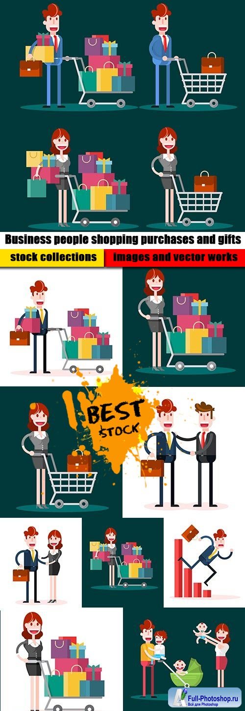 Business people shopping purchases and gifts