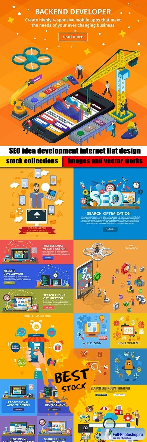 SEO idea development internet flat design