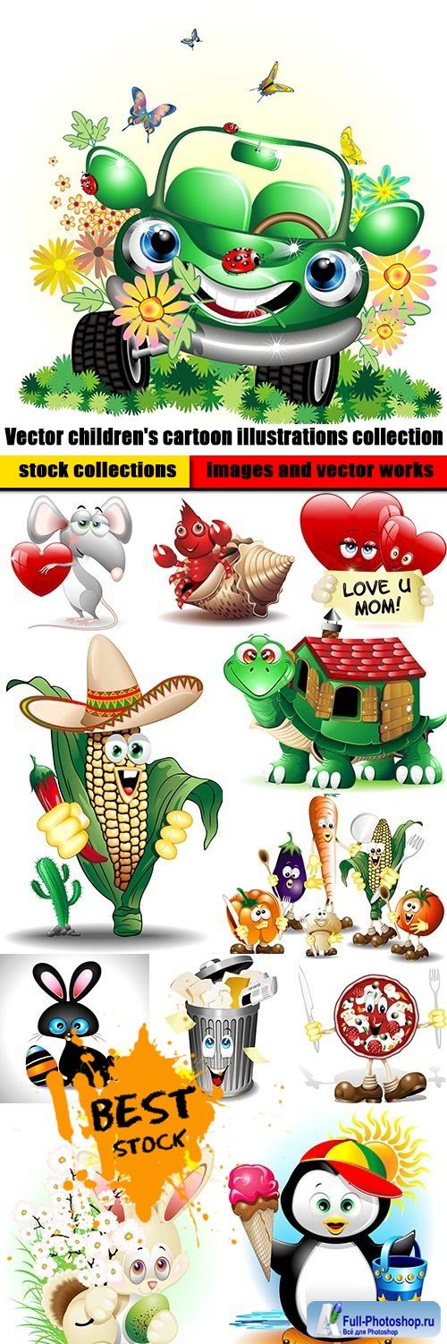 Vector children's cartoon illustrations collection