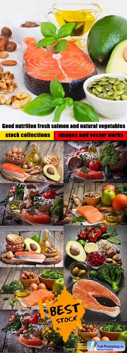 Good nutrition fresh salmon and natural vegetables