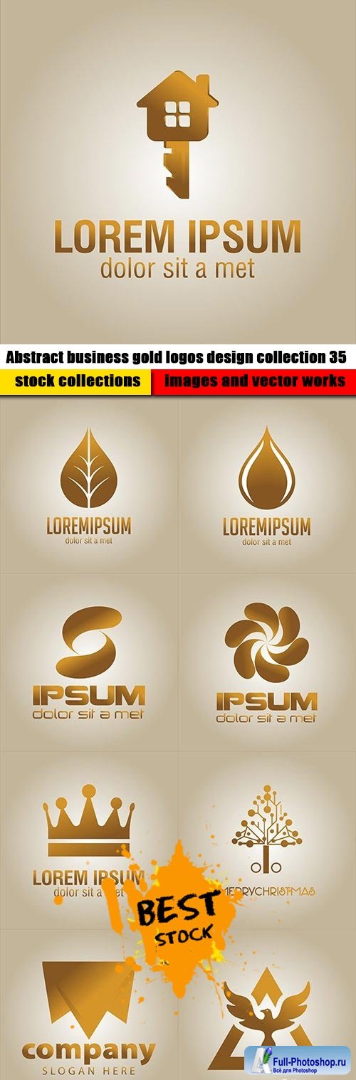 Abstract business gold logos design collection 35