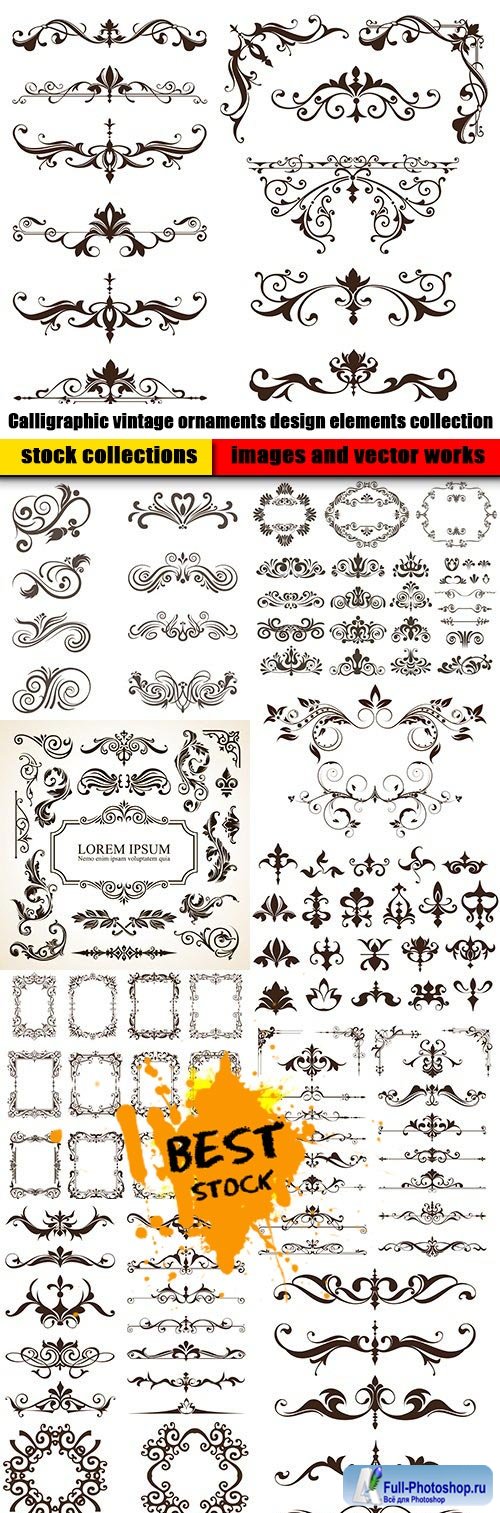 Calligraphic vintage ornaments design elements collection