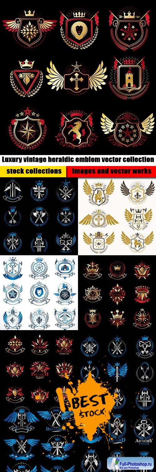 Luxury vintage heraldic emblem vector collection