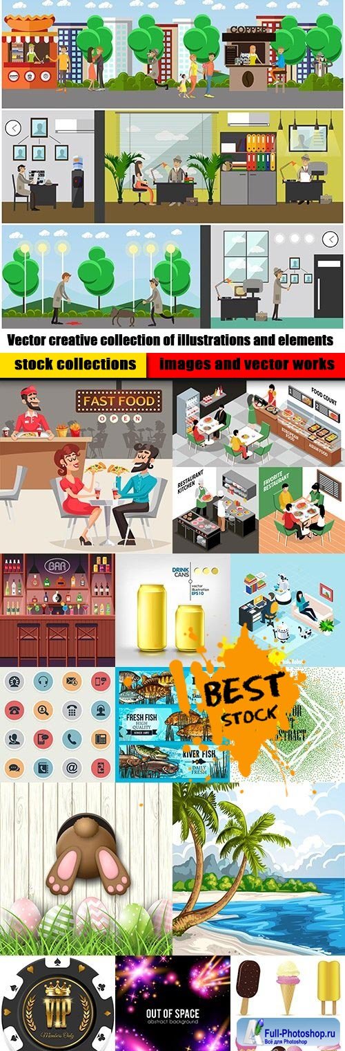 Vector creative collection of illustrations and elements