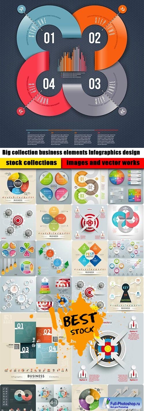 Big collection business elements Infographics design