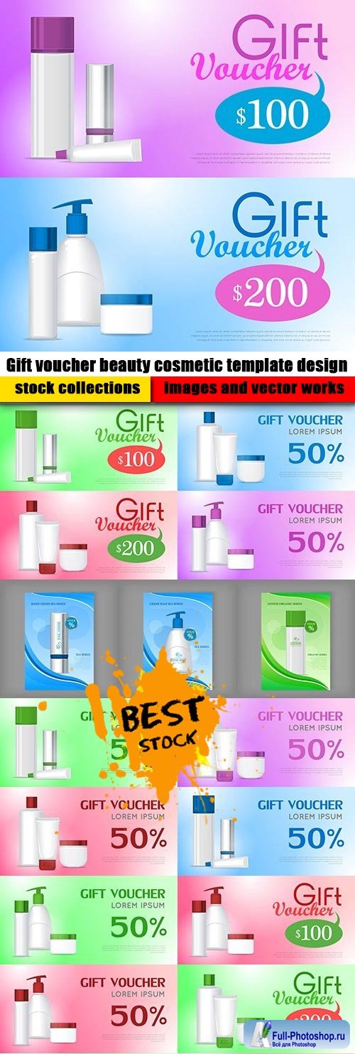 Gift voucher beauty cosmetic template design
