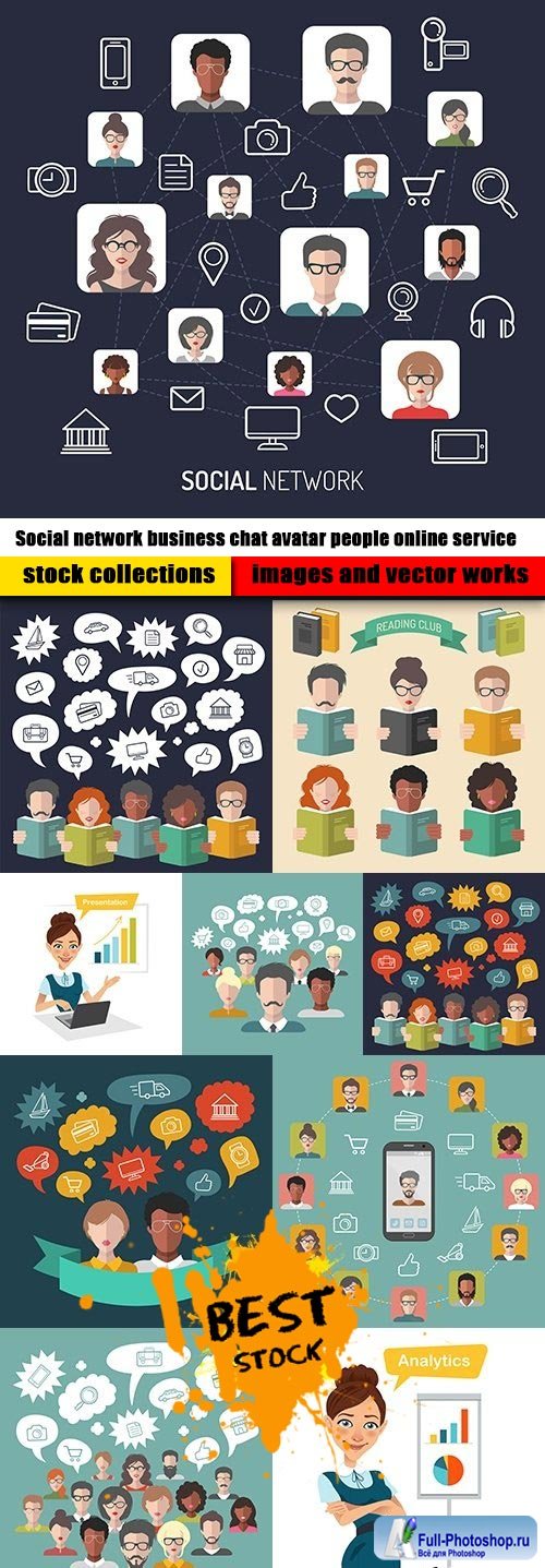 Social network business chat avatar people online service