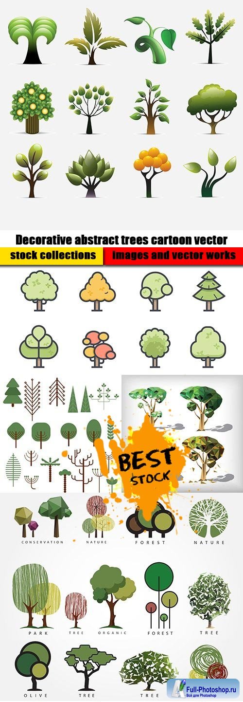 Decorative abstract trees cartoon vector