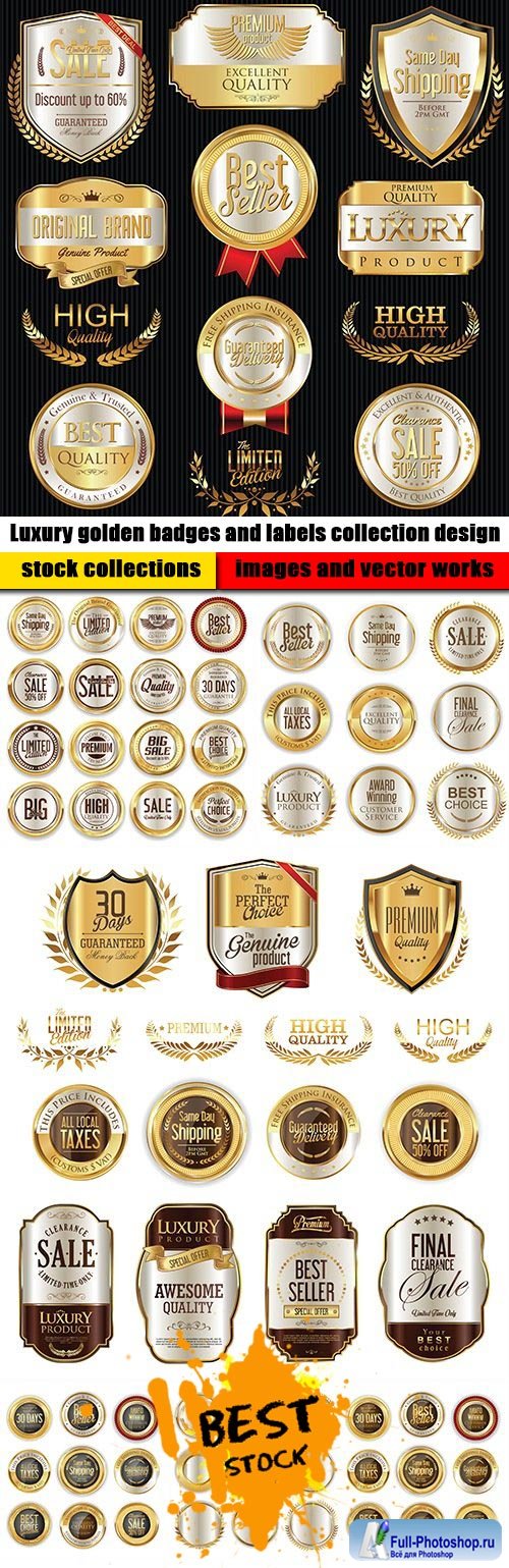 Luxury golden badges and labels collection design