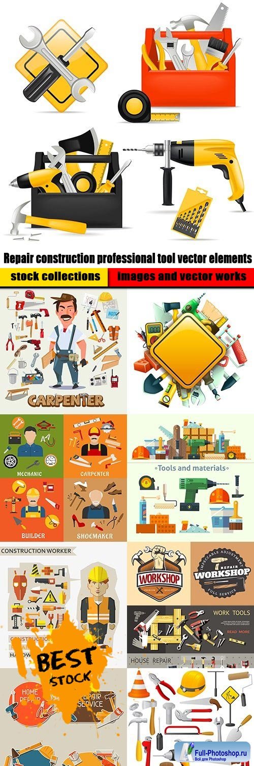 Repair construction professional tool vector elements