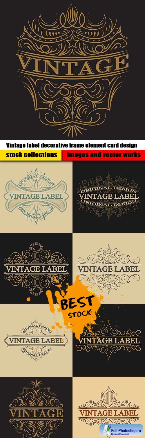 Vintage label decorative frame element card design