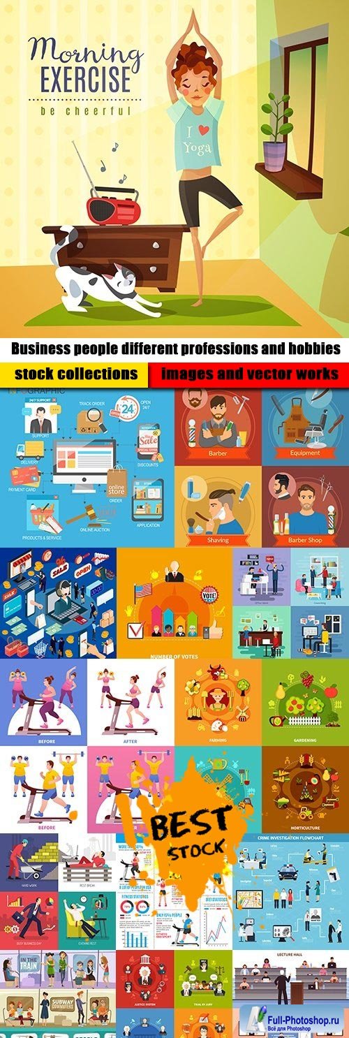 Business people different professions and hobbies